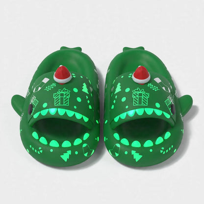 Tinsel Toes | Shark Santa Hat Christmas Slippers For Women