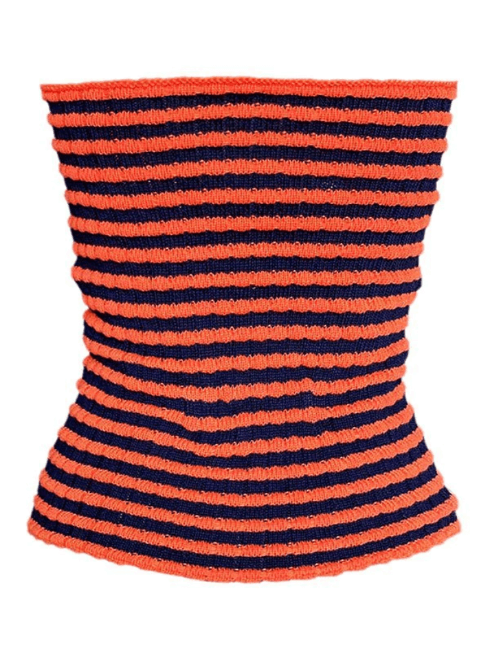Erin Faulkner | Striped Twist-Front Bandeau Crop Top For Women