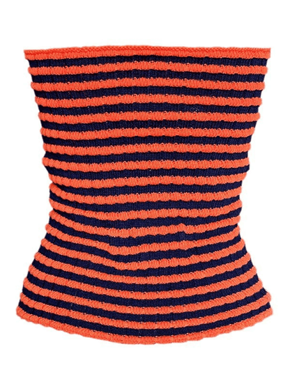 Erin Faulkner | Striped Twist-Front Bandeau Crop Top For Women