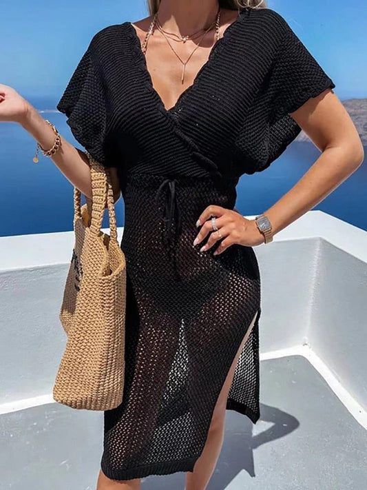 Vada Ollerton | Black Crochet Beach Cover Up Dress For Women