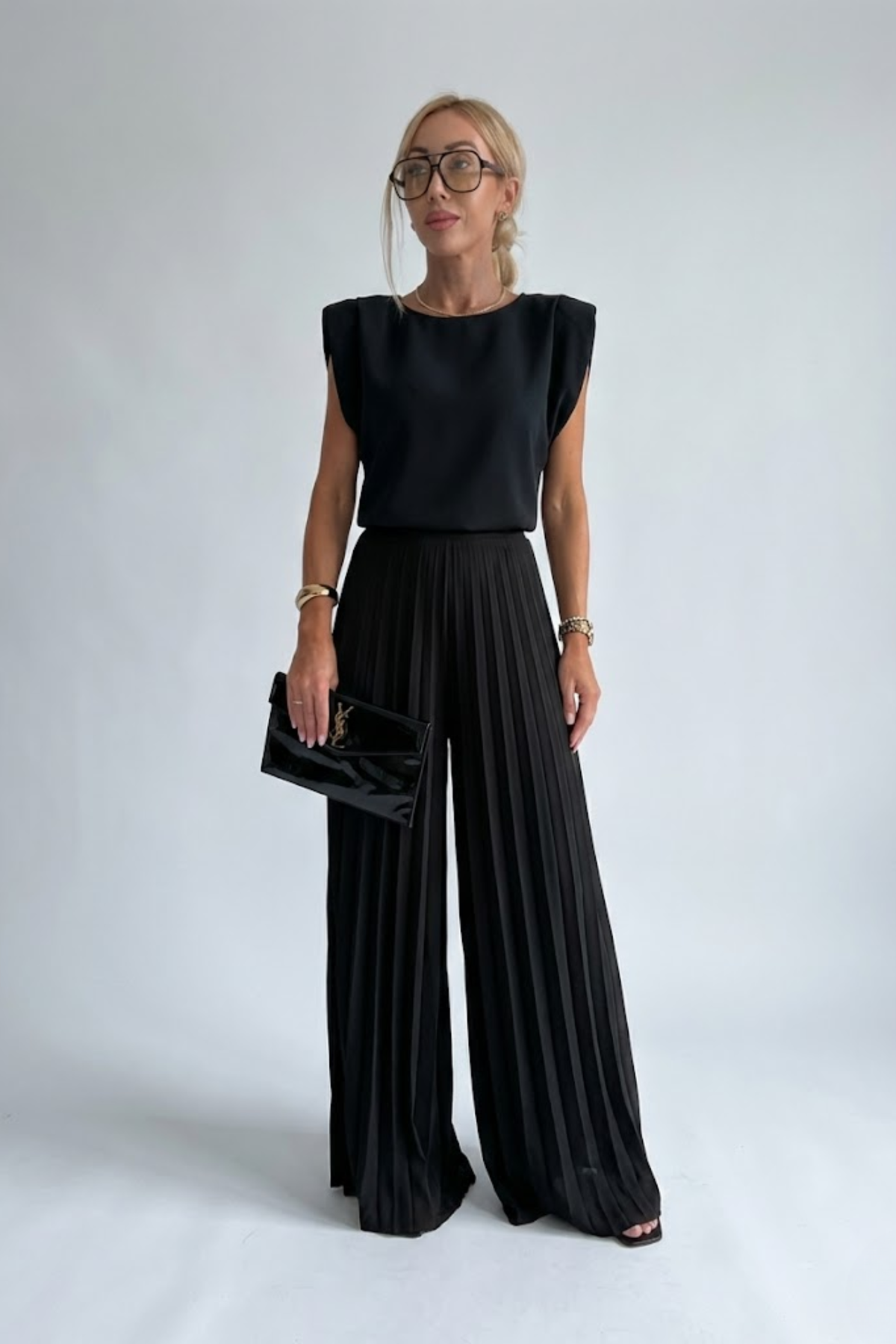 Vienna Crandale | Pleated Wide Leg Jumpsuit For Women