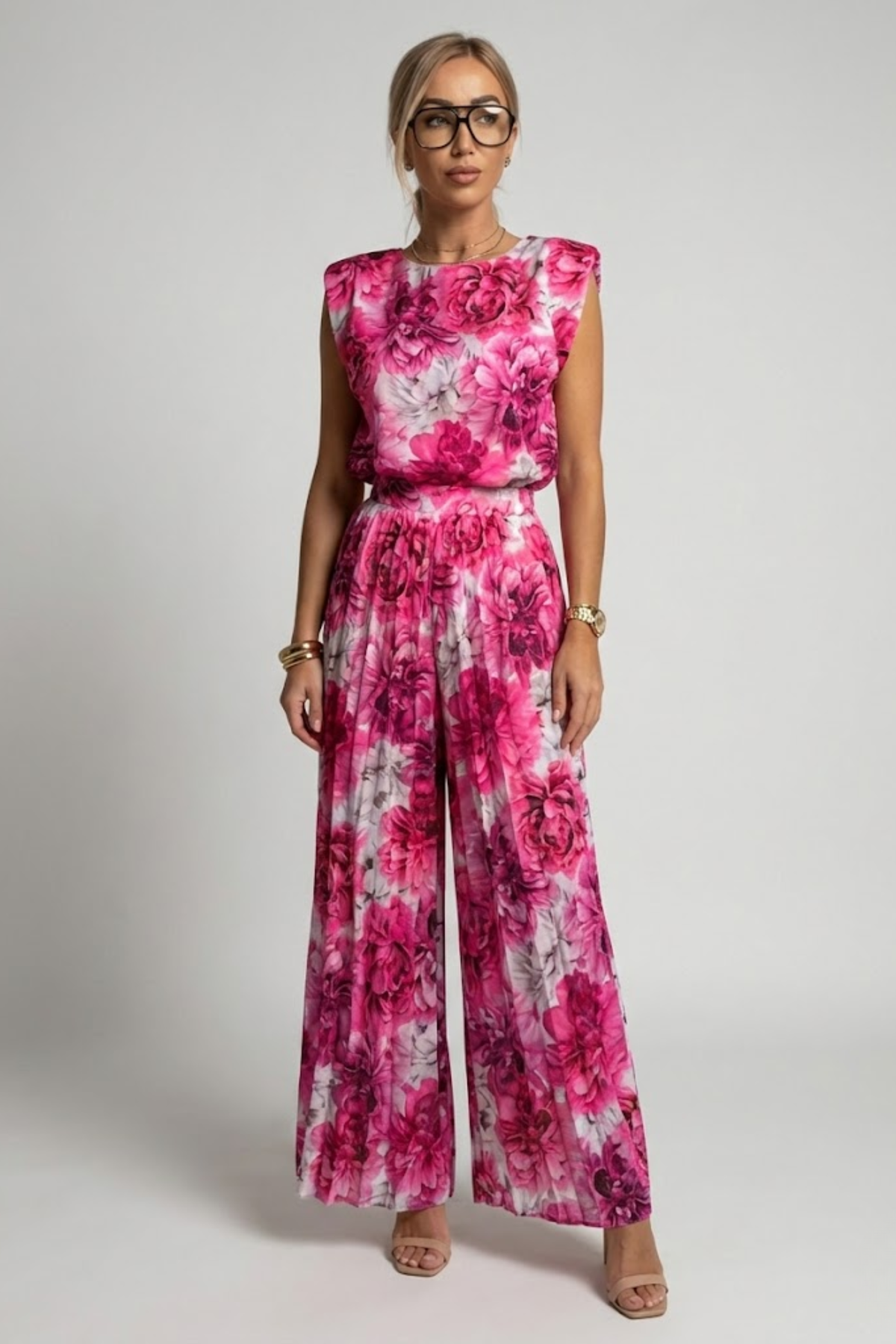 Vienna Crandale | Pleated Wide Leg Jumpsuit For Women