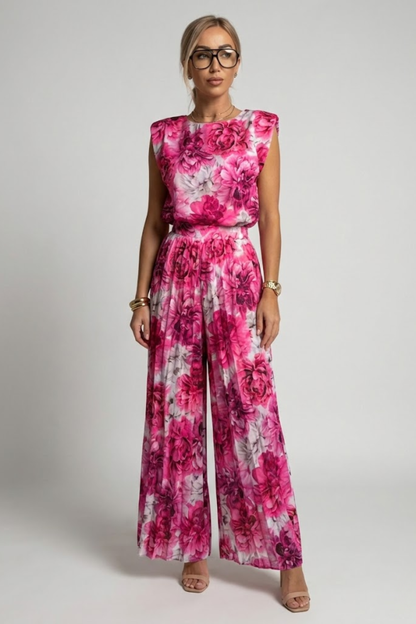 Vienna Crandale | Pleated Wide Leg Jumpsuit For Women