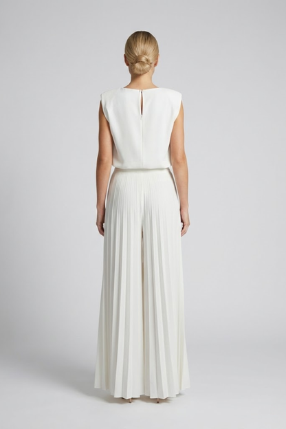 Vienna Crandale | Pleated Wide Leg Jumpsuit For Women
