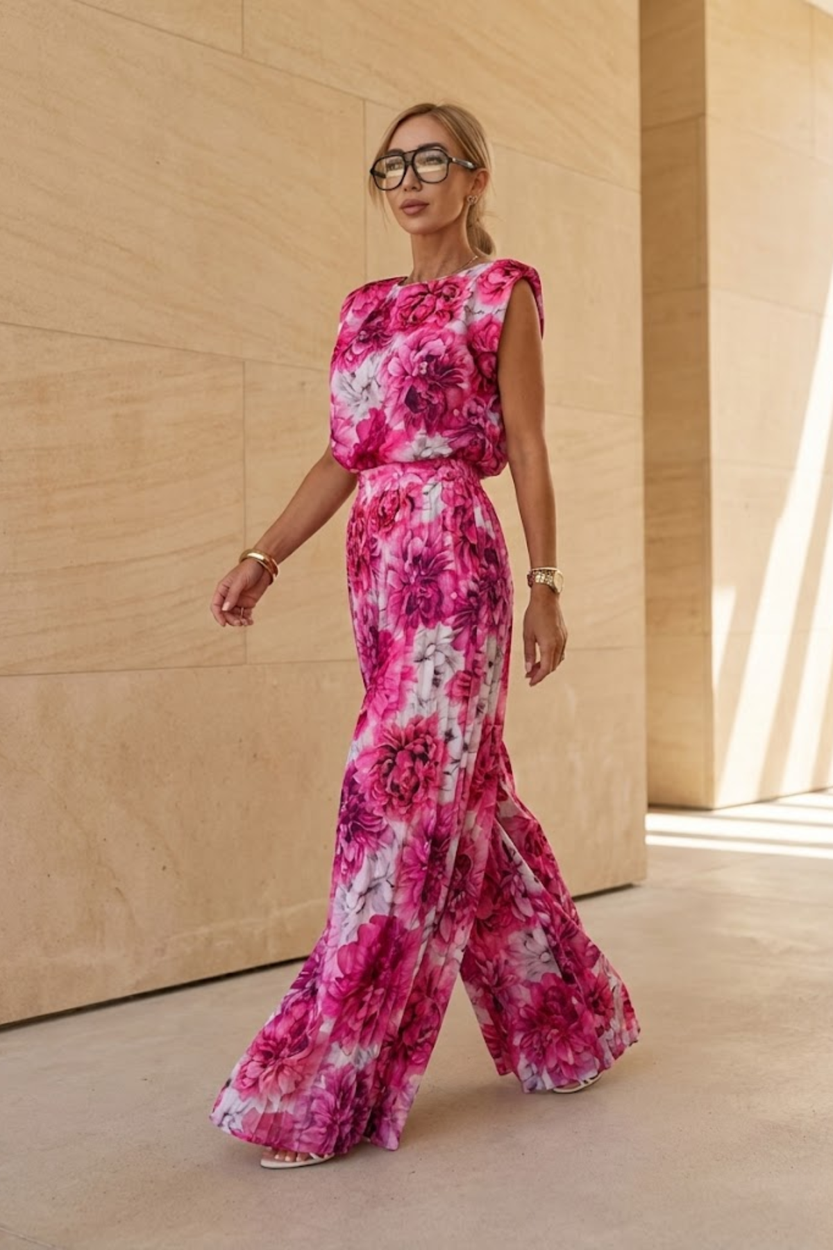 Vienna Crandale | Pleated Wide Leg Jumpsuit For Women